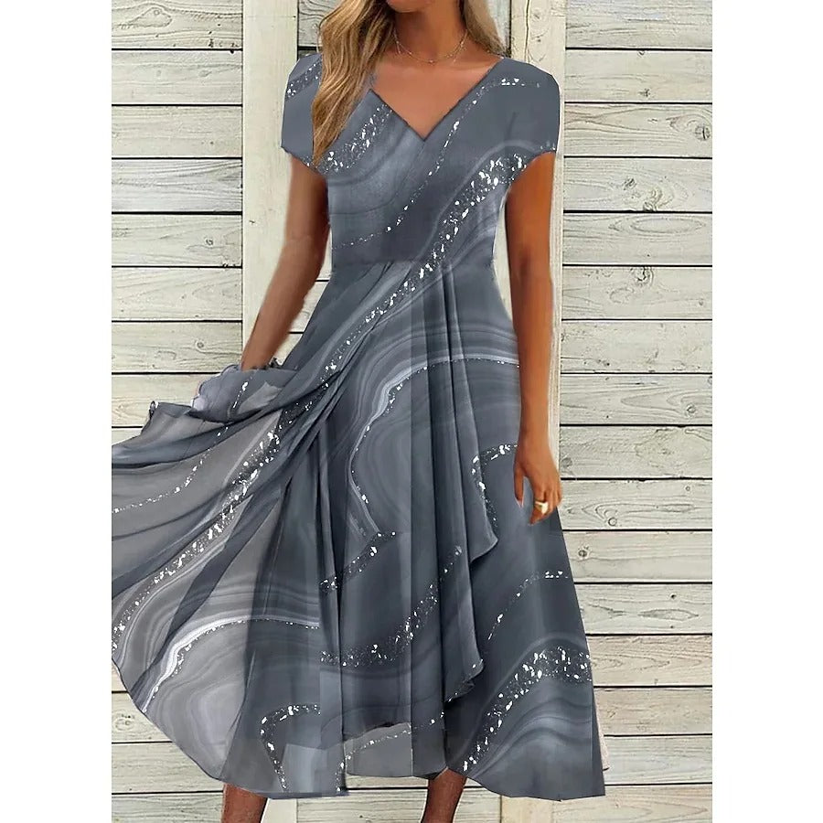 Isabella – Elegant V-neck Midi Dress