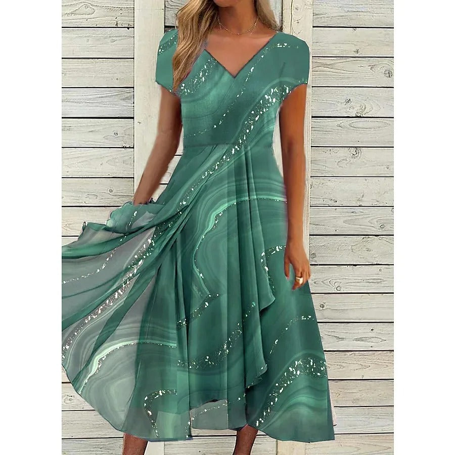 Isabella – Elegant V-neck Midi Dress