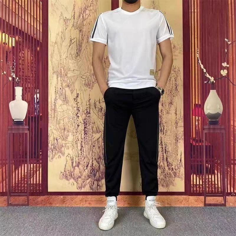 Daimen | Men's High Stretch Short Sleeve Top & Jogging Pants 2-Piece Set