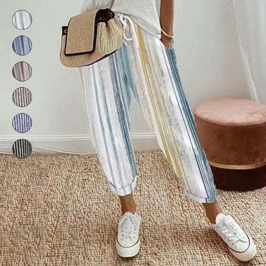 Lucy | striped trousers in linen and cotton